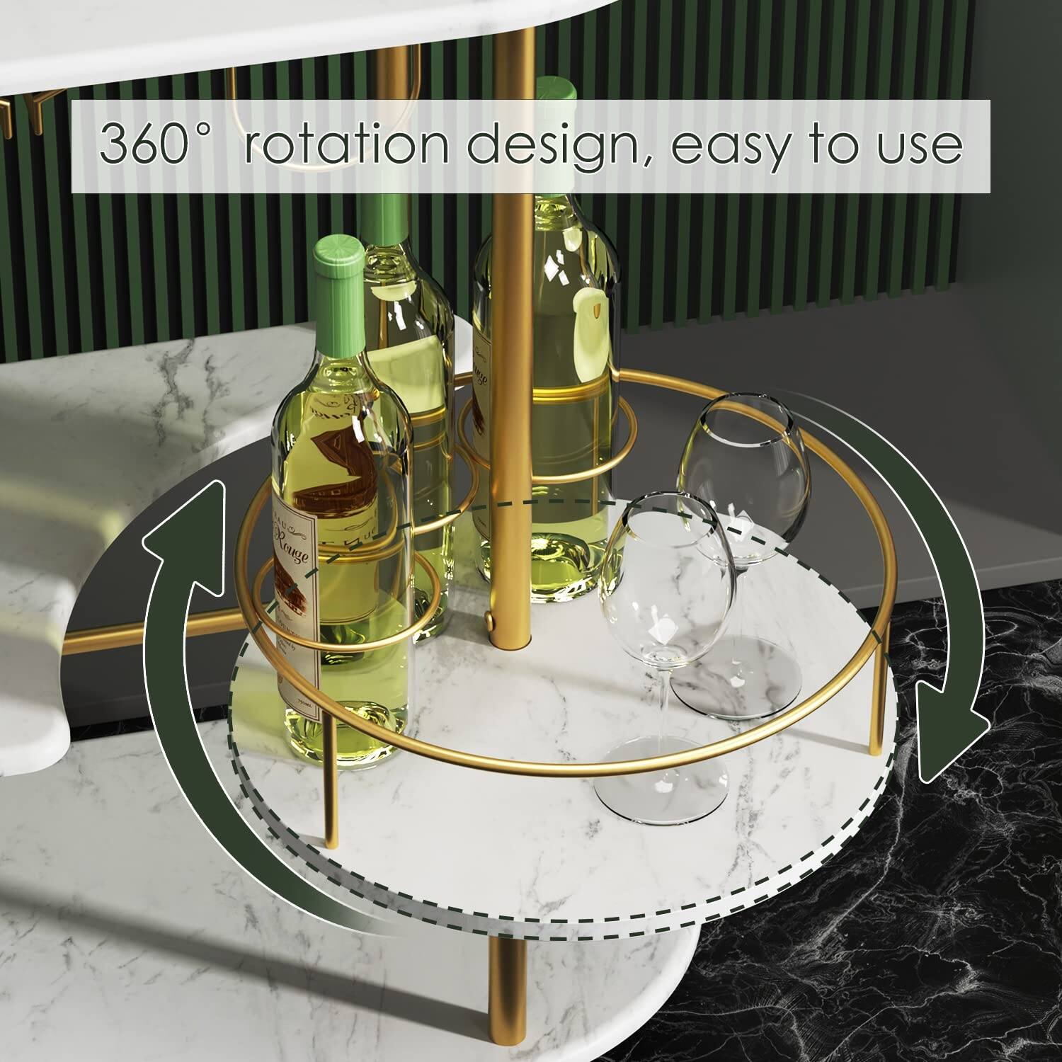 Gold Bar Carts with 4Tier Storage Shelves, Mobile Bar Serving Cart