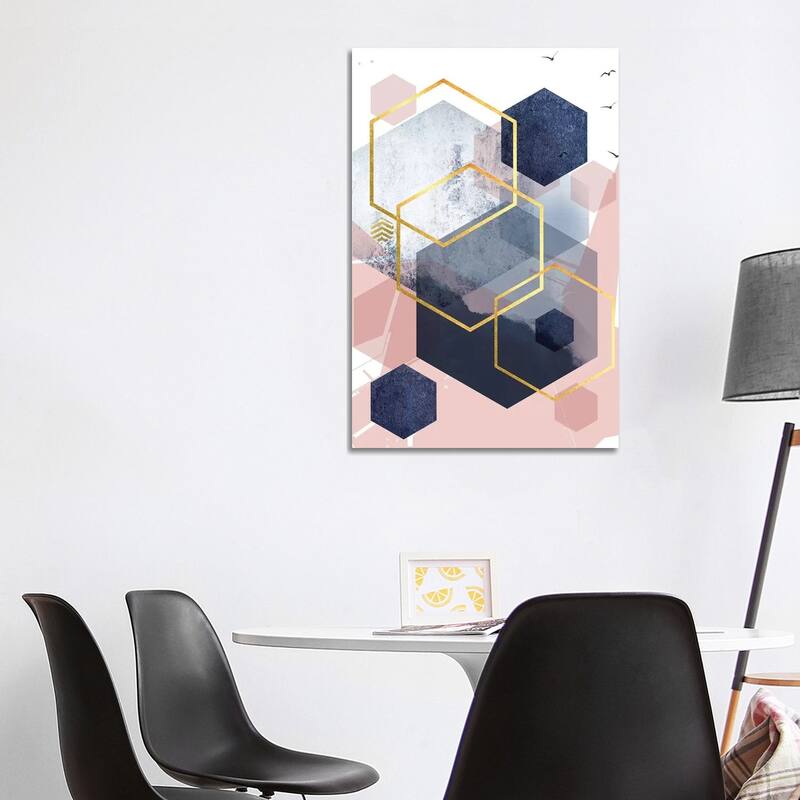 iCanvas "Abstract Navy Blush Gold I" by Urban Epiphany Canvas Print - 40x26x1.5