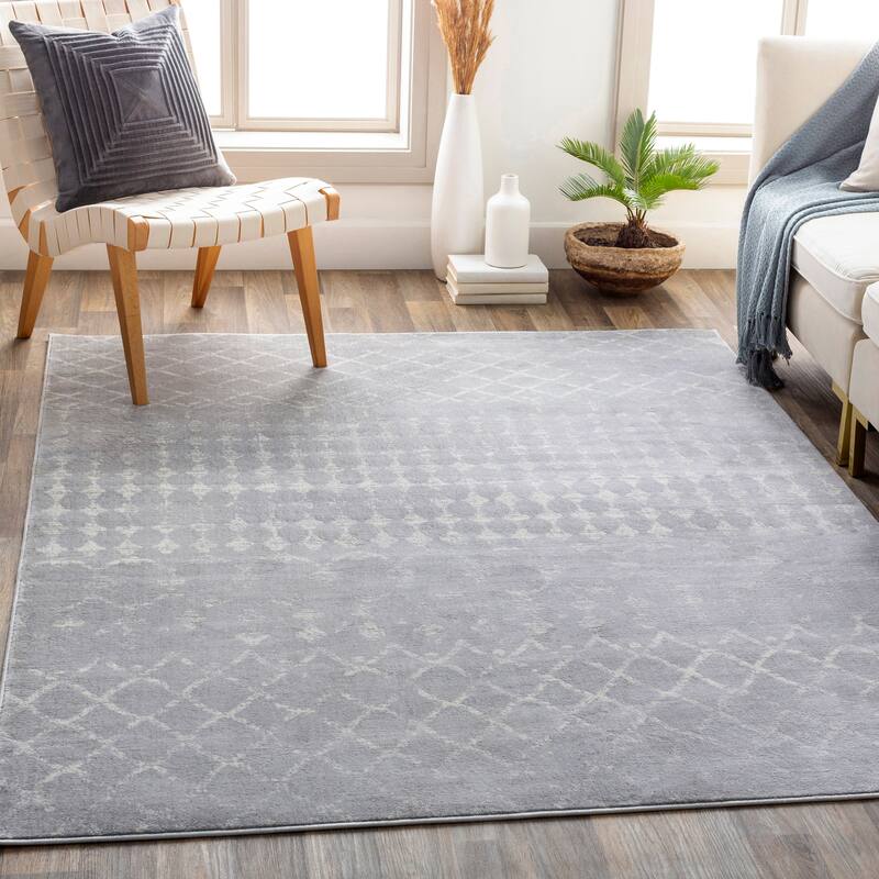 Livabliss Igor Distressed Moroccan Trellis Area Rug - Grey - 7'10" x 10'