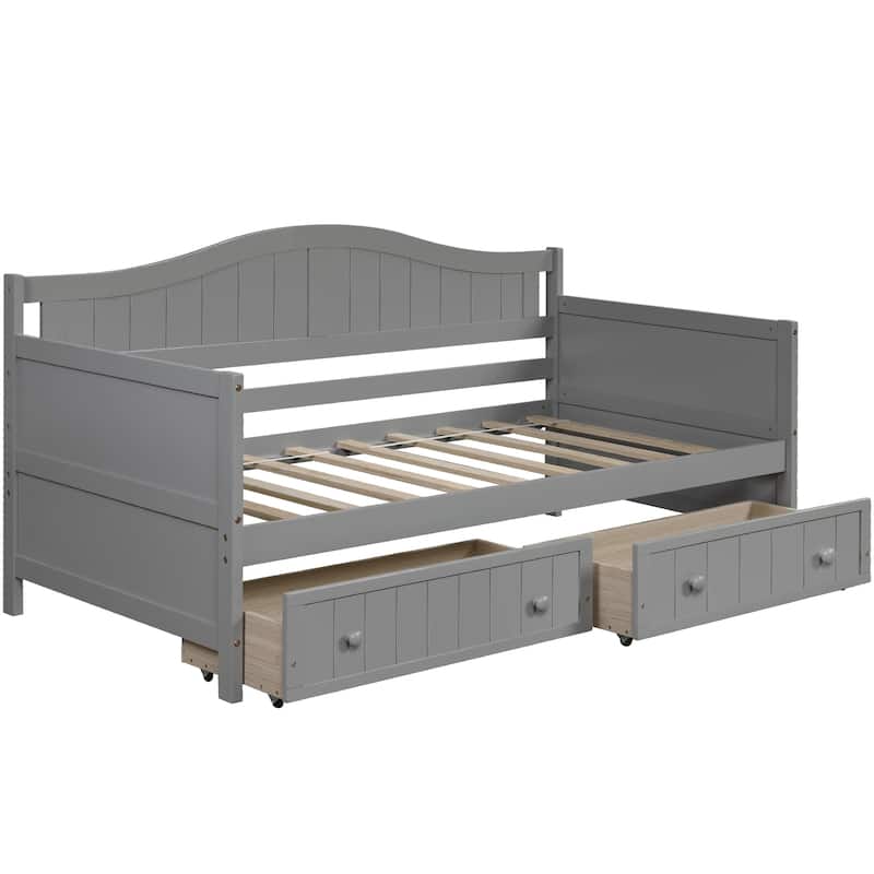 Twin Wooden Daybed with 2 drawers for Bedroom Living Room