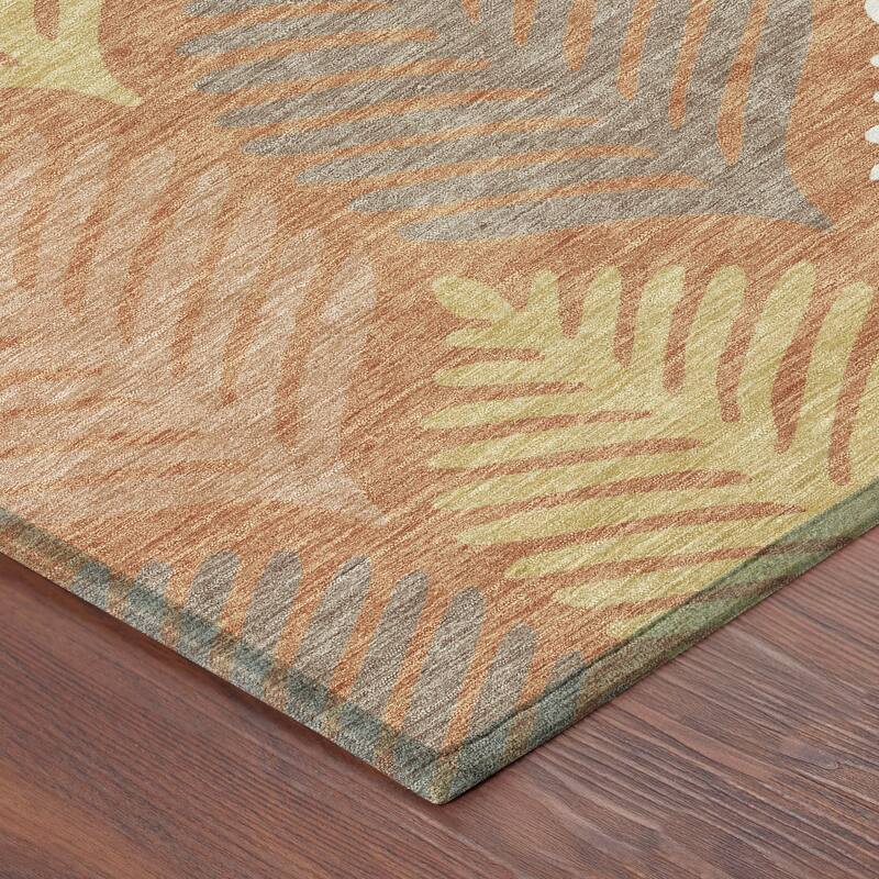 Machine Washable Indoor/ Outdoor Modern Fern Chantille Rug