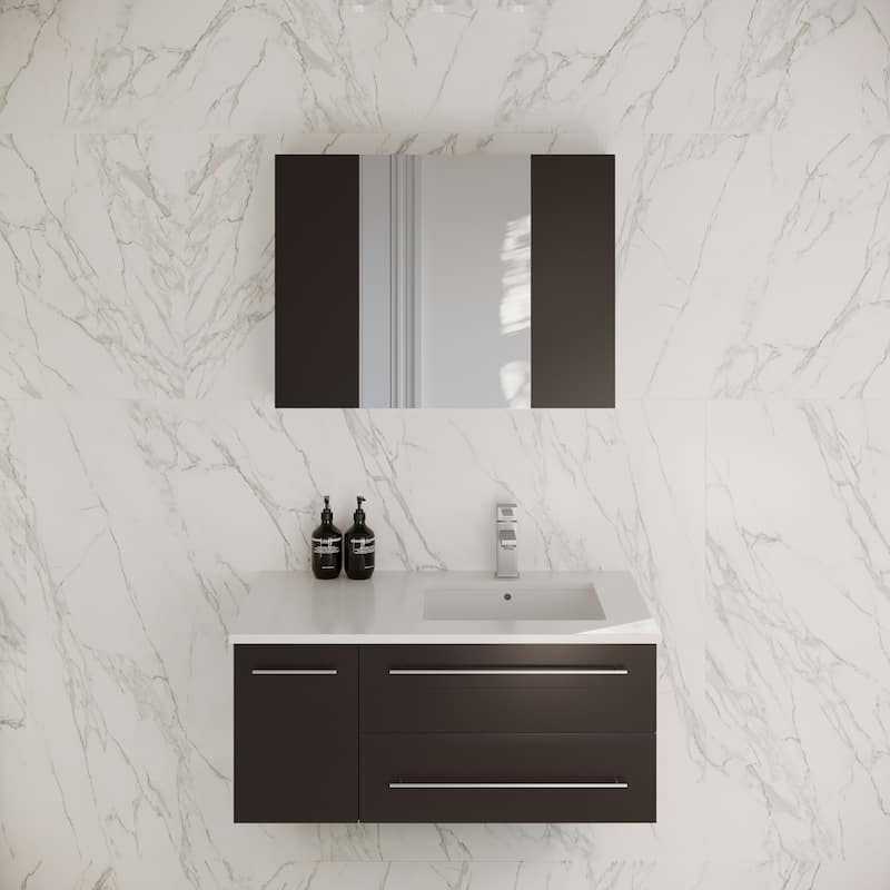 Fresca Lucera 36" Wall Mounted Single Basin Vanity Set with Cabinet, - Espresso