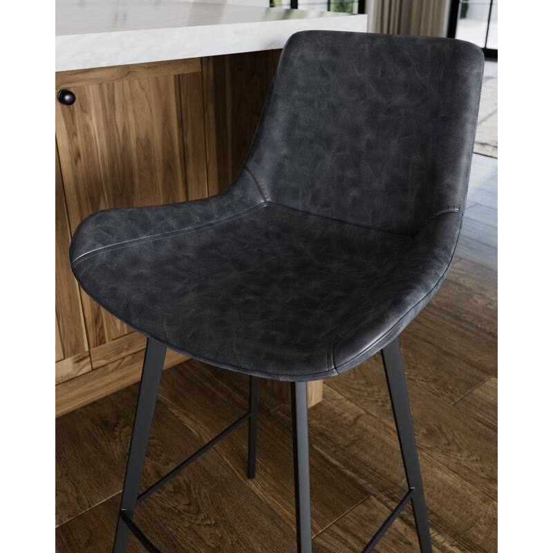 Maven Lane Victor Metal & Vegan Leather Kitchen Dining Stool