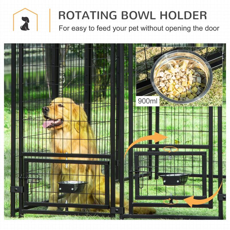 PawHut Outdoor Dog Kennel, Lockable Pet Playpen Crate, Welded Wire