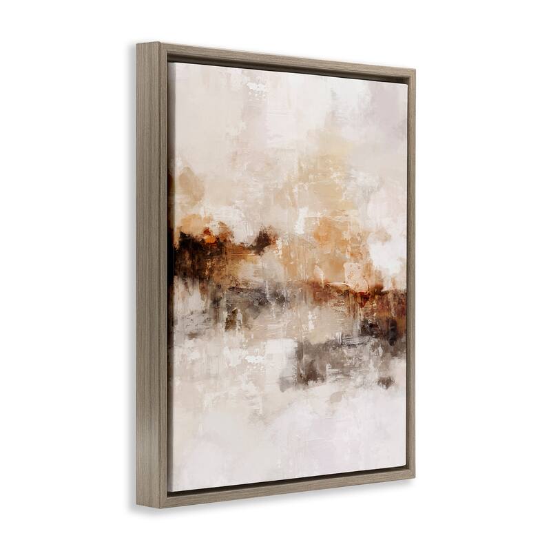 Stupell Beige & Brown Abstract Framed Floater Canvas Wall Art Design by Ros Ruseva