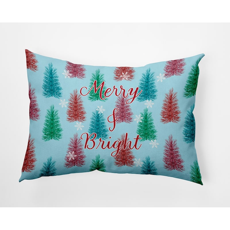 Merry and Bright Christmas Indoor/Outdoor Throw Pillow - 14" x 20" - Omar