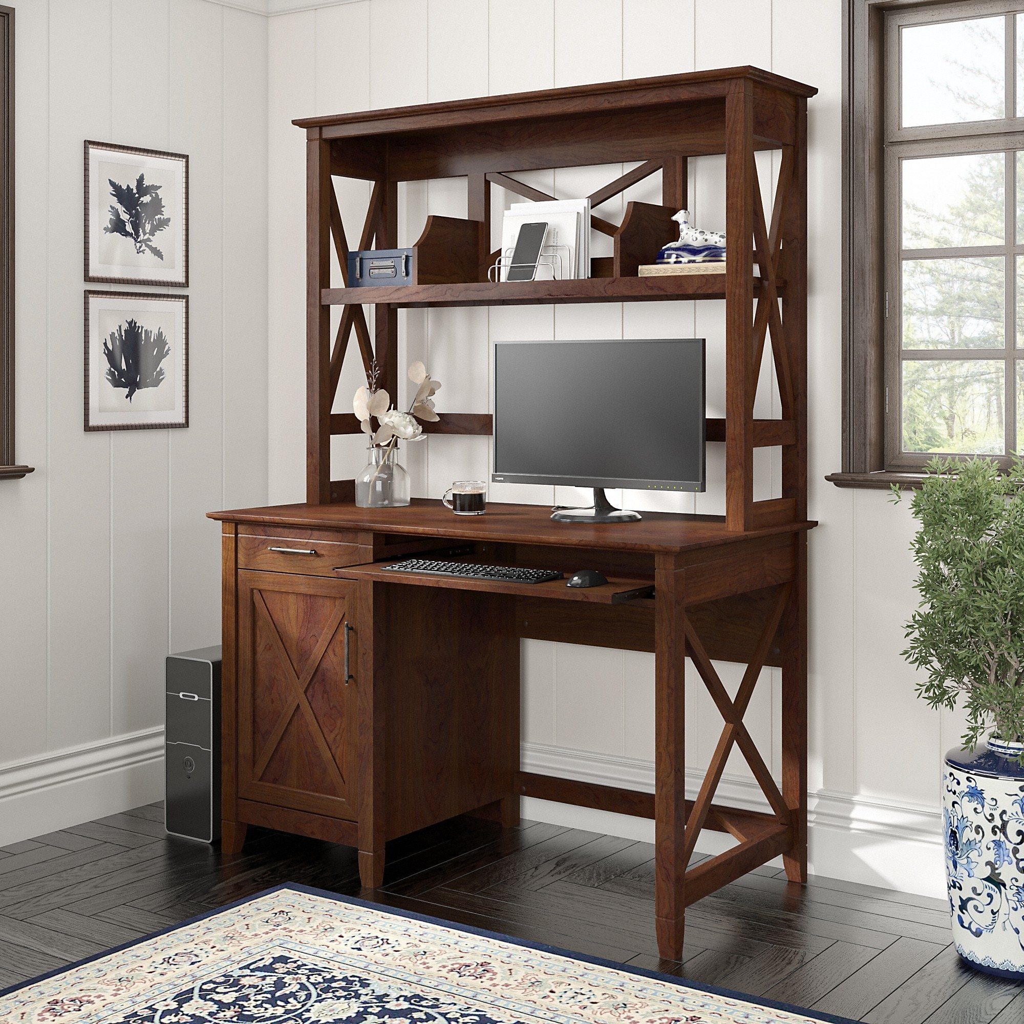 Key West Computer Desk Key West 48W Small Computer Desk with Hutch by Bush Furniture ...