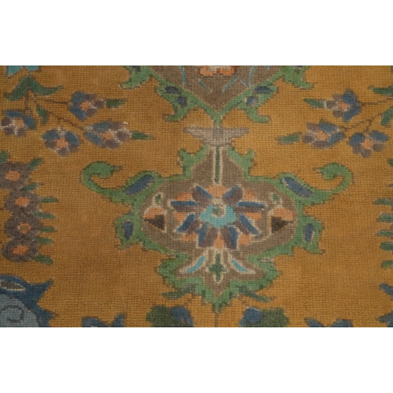 Hand Knotted Oriental 100% Wool Carpet Traditional Floral Oranges & Rust Tabriz Area Rug - 8' 7'' X 6' 6''