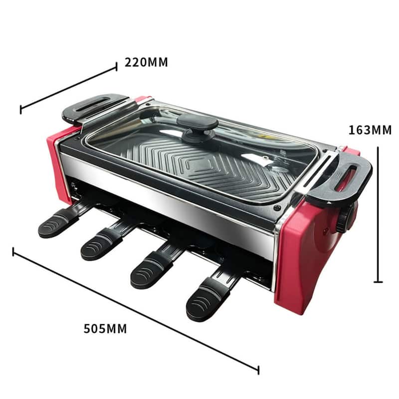 8-person Raclette Grill with 8 Mini Baking Trays Raclette
