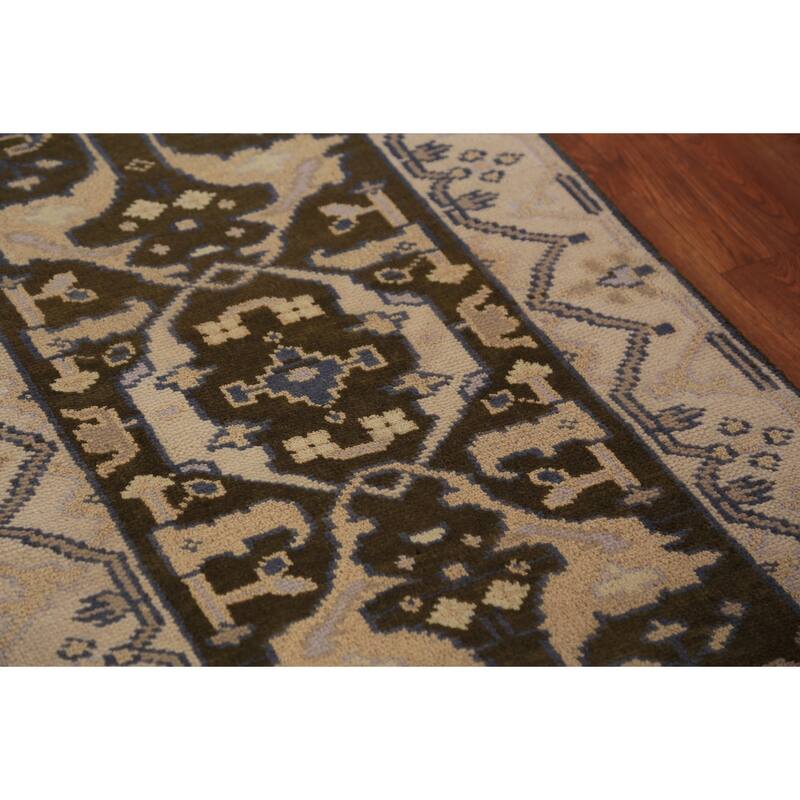 Brown Oushak Indian Runner Rug Handmade Wool Carpet - 2'7"x 9'8"