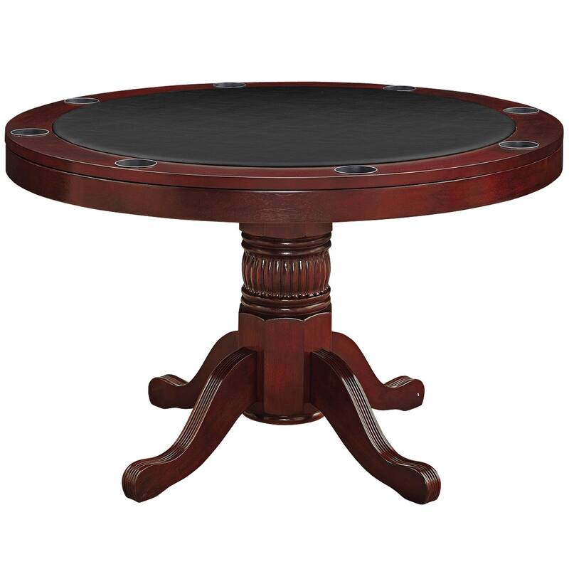 Two-in-one 48 Inch Poker and Game Table With Padded Vinyl Poker Surface By RAM Game Room - 48 INCH - Brown/Red