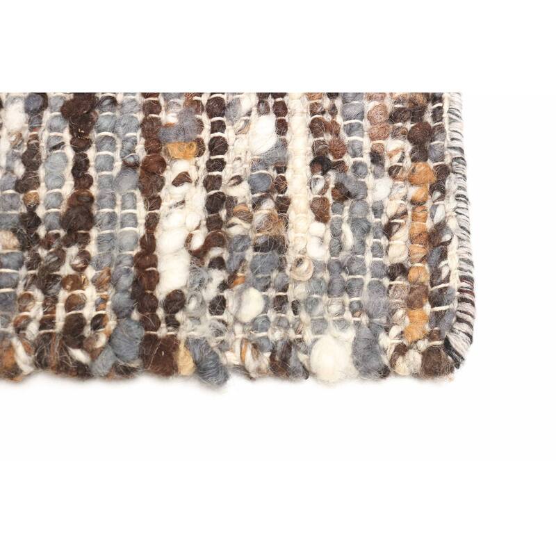 ECARPETGALLERY Braid weave Sienna Brown Wool Rug - 6'1 x 9'1