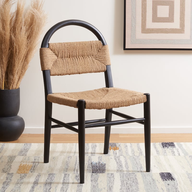 SAFAVIEH Filomena Dining Chair - 19" W x 19" D x 37" H - 19Wx19Dx37H - Black/Natural