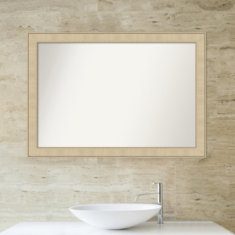 Non-Beveled Bathroom Wall Mirror - Classic Honey Silver Frame
