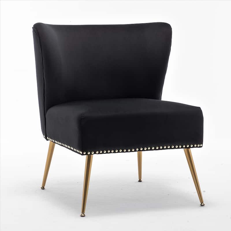 Corisha 25"W Velvet Armless Accent Chair - Black