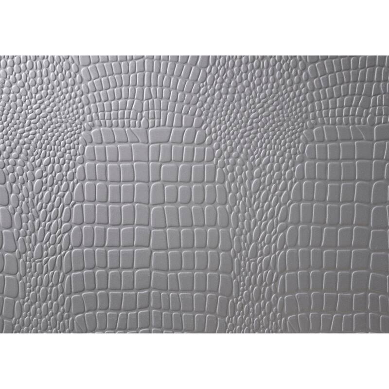 Modern Glam 1pc Solid Wood Nightstand w/ Built-in Light & Silver Crocodile Finish for Bedroom