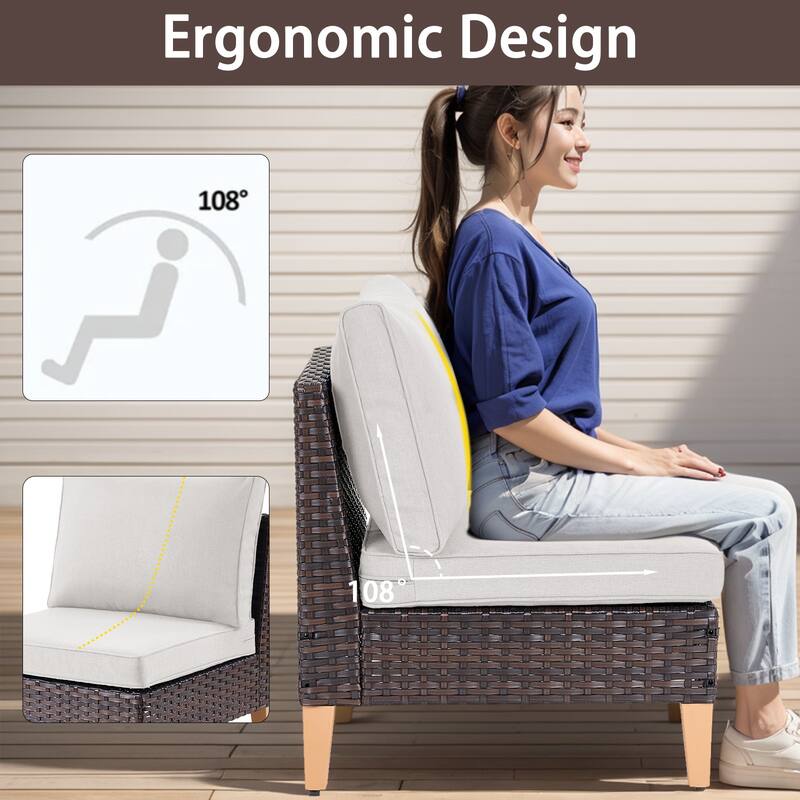 Outdoor PE Wicker Patio Conversation Sofa