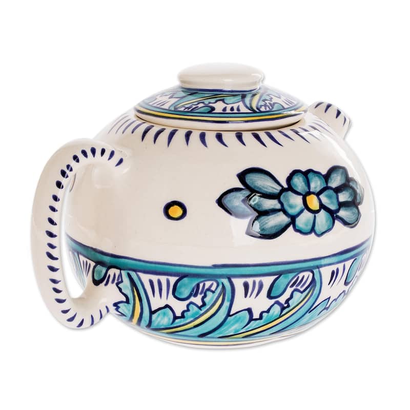 Novica Handmade Bermuda Ceramic Teapot