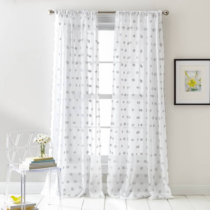 DKNY Ella Curtain Panel Pair - 84 Inches - Grey
