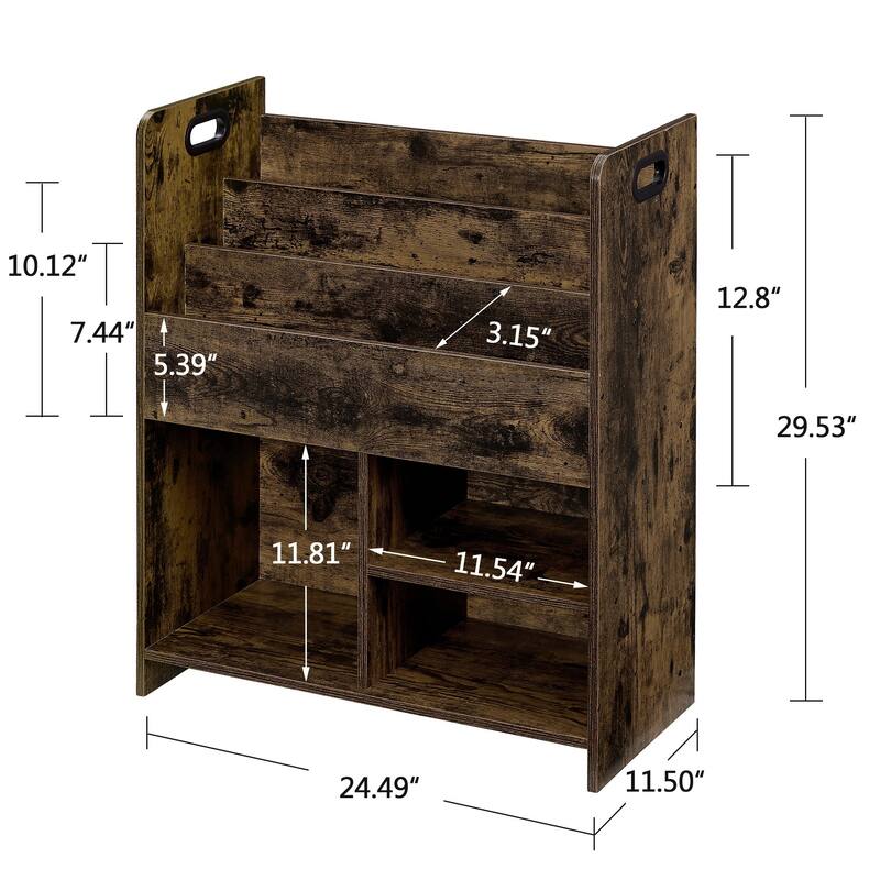VECELO Kids Bookshelf, Wooden Toy Storage Cabinet Organizer or Kids Room, Bedroom, Nursery, Kindergarten, Bookcase with Shelves