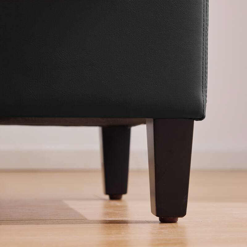50.3" x 17.50" x 18" Upholstered Rectangular Storage Ottoman-Faux Leather