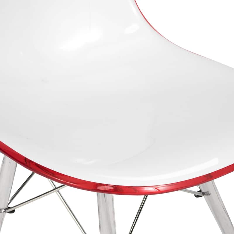 LeisureMod Dover Molded Side Chair with Acrylic Base, Set of 4 - Red - 36 x 32.4 x 16.25
