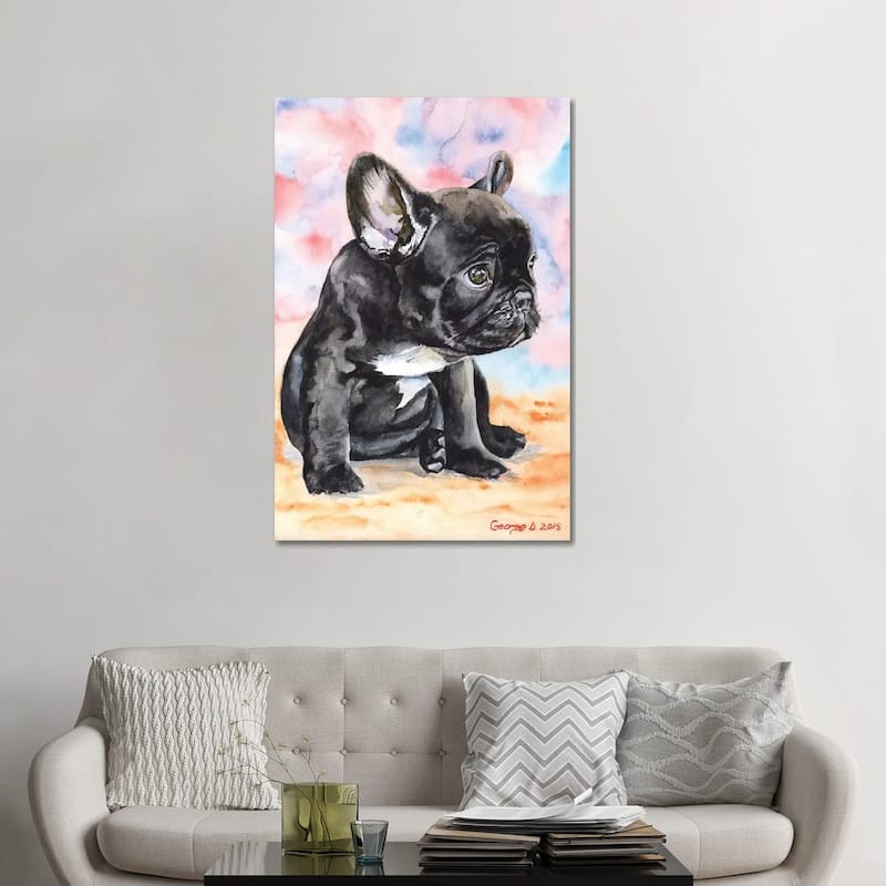 iCanvas "French Bulldog Puppy II" by George Dyachenko Canvas Print - 48x32x1.5