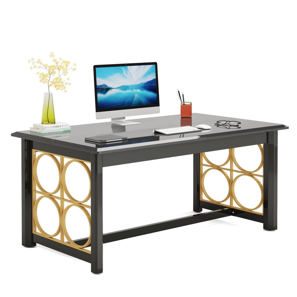 Modern Office Desk, 63" Large Executive Desk Computer Desk for Home Office