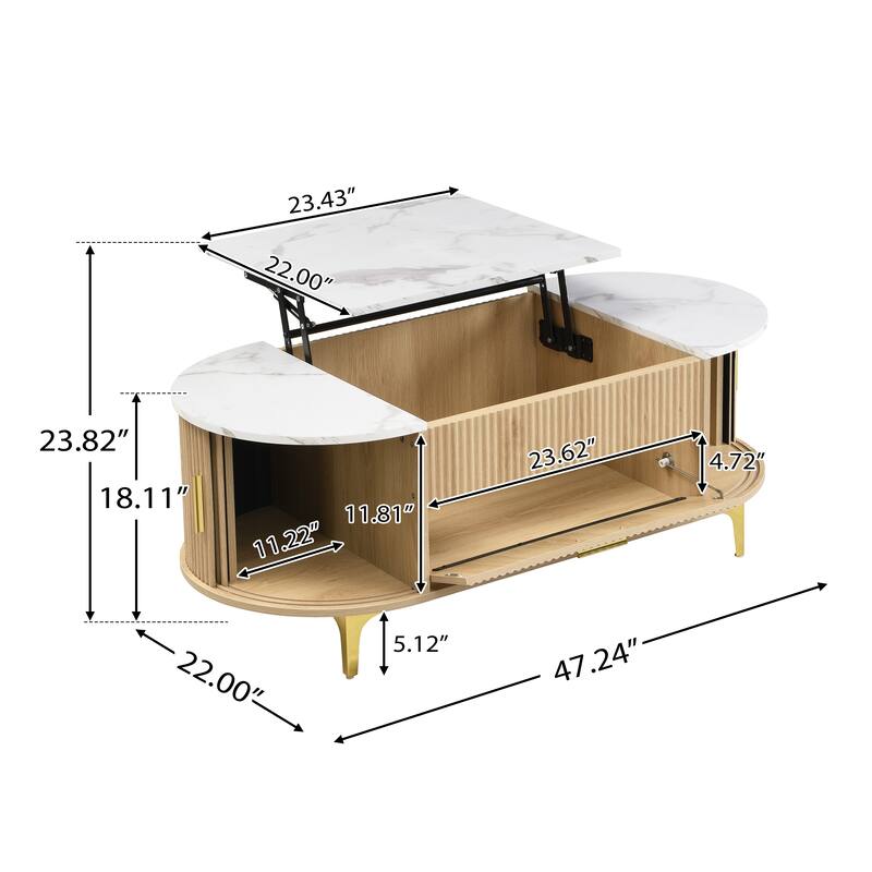 Scott Living - Nova Modern Lift-Top Coffee Table with Sliding Doors, Large Drawer, and Smart Storage Design