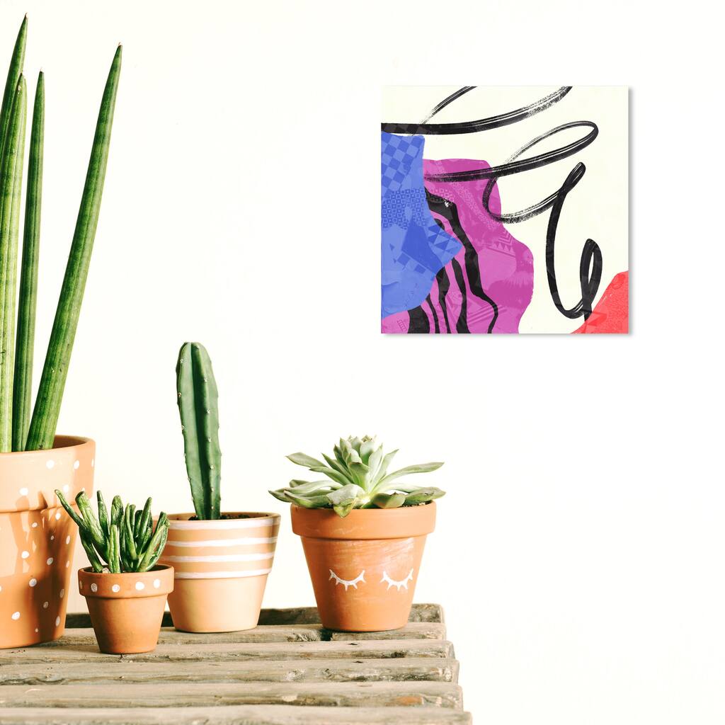 Wynwood Studio Canvas Abstract Swirl and Collage Purple Modern & Contemporary Wall Art Canvas Print