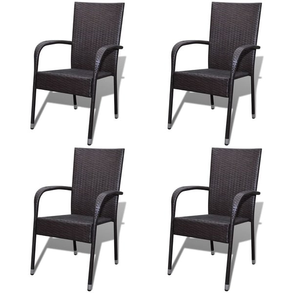 Shop vidaXL Garden Chairs 4 pcs Poly Rattan Brown - Free ... Shop vidaXL Garden Chairs 4 pcs Poly Rattan Brown - Free ... on Safavieh Outdoor Living Granton 5 Pc Living Set id=35686