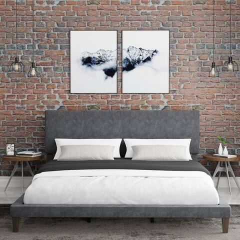 Hillsdale Furniture Muellen Upholstered Platform Bed with 2 Dual USB Ports, Graphite Gray Vinyl