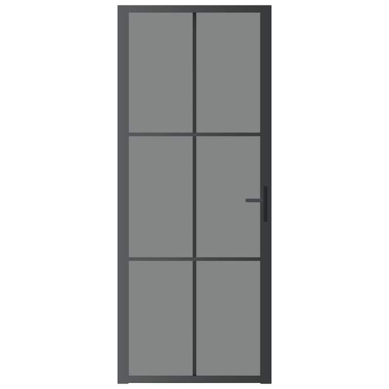 vidaXL Glass Door Interior Door with Alloy Handle ESG Glass and Aluminum Black