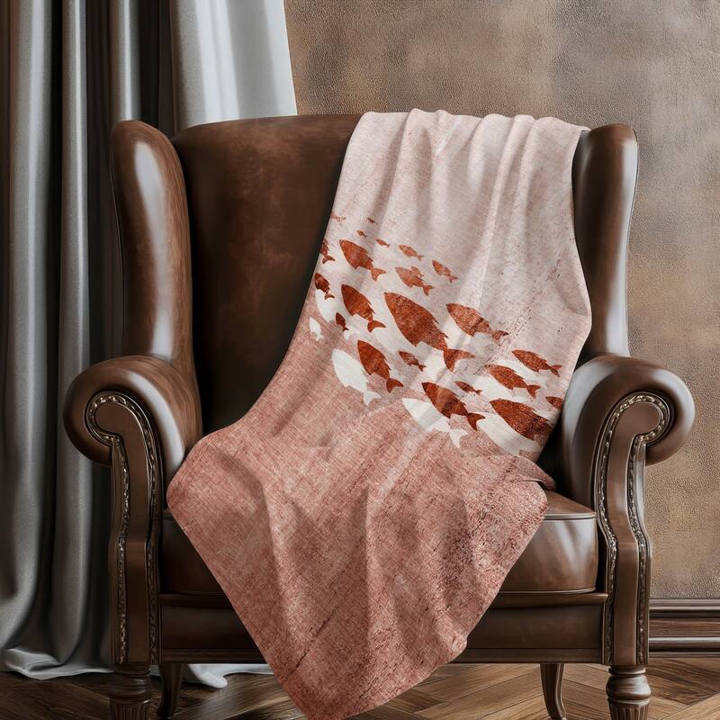 Premium Machine Washable Modern Sea Life Sherpa Throw Blanket