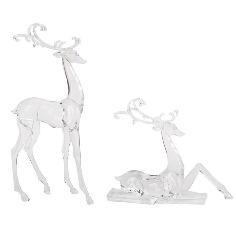 Deer Acrylic Christmas Figurines - 17.75" - Set of 2