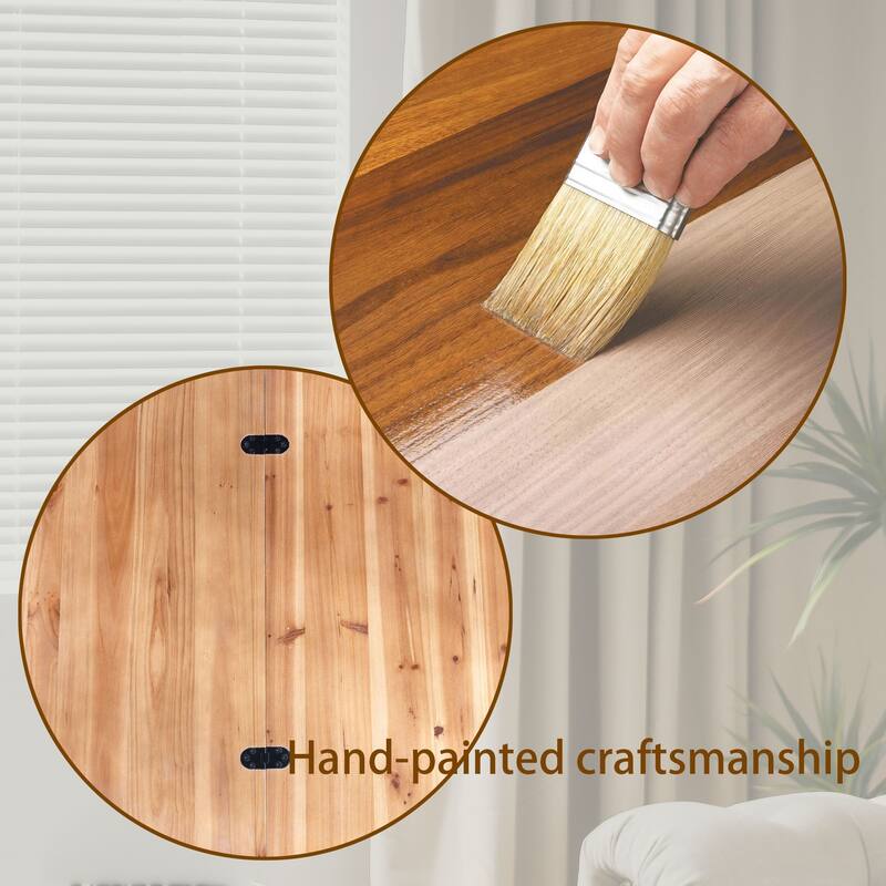 Roomfitters Round Coffee Table with Hidden Storage, 30" Lift-Top Center Table, Engineered Wood, Natural Wood Finish