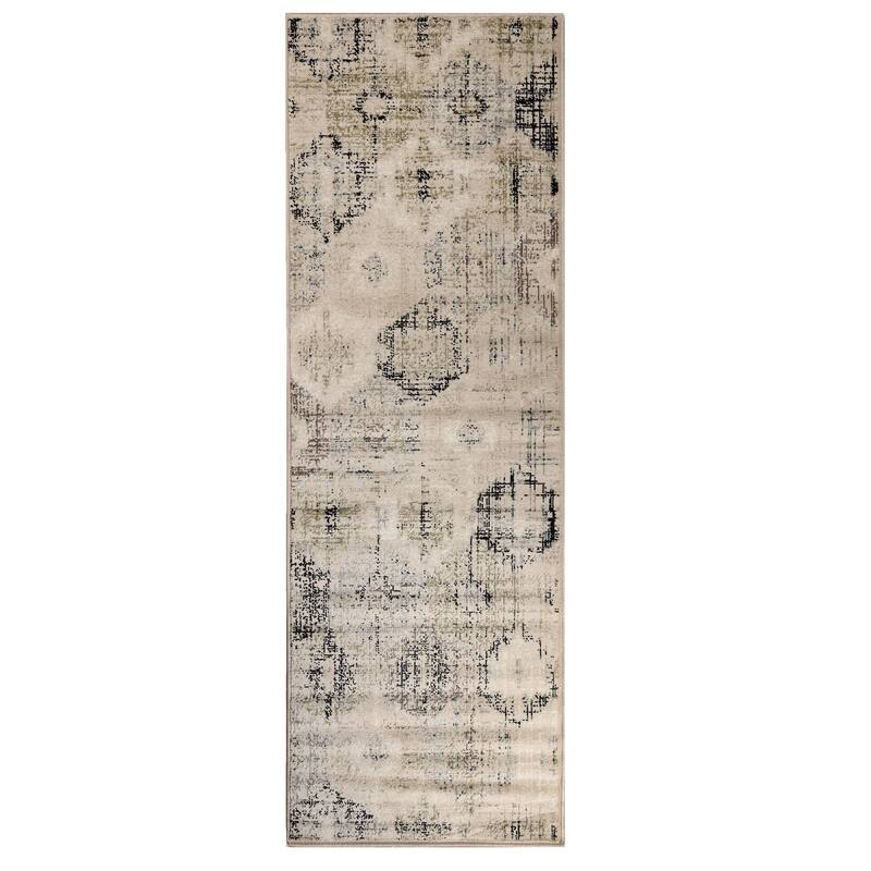 Superior Modern Distressed Diamonds Polypropylene Indoor Area Rug