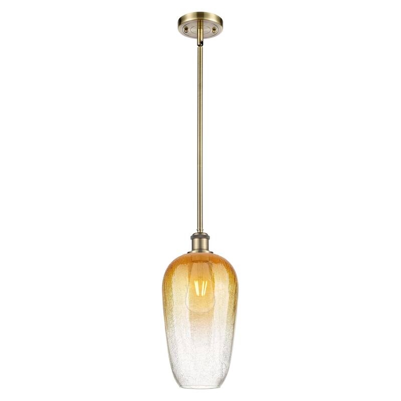 Innovations Lighting Endless Possibilities Ballston - Brookhaven Flute - 1 Light 7" Stem Hung Mini Pendant - Antique Brass/Amber