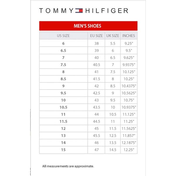 tommy hilfiger shoes size chart us