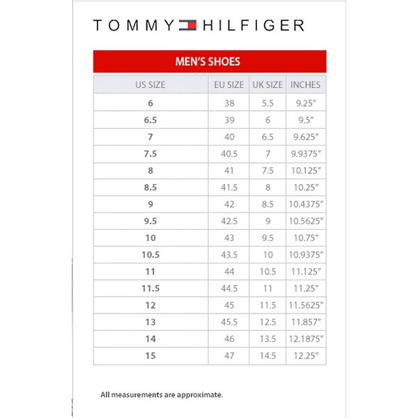 Tommy hilfiger shoes size chart us outlet