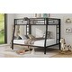 preview thumbnail 4 of 8, Black Full XL over Queen Size Metal Bunk Bed with Ladder & Guardrails for Kids
