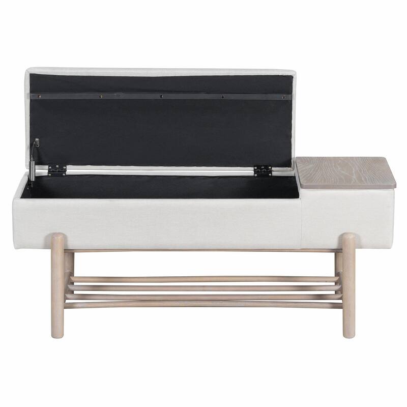 Farmhouse Upholstered Storage Bench with Hidden Compartment