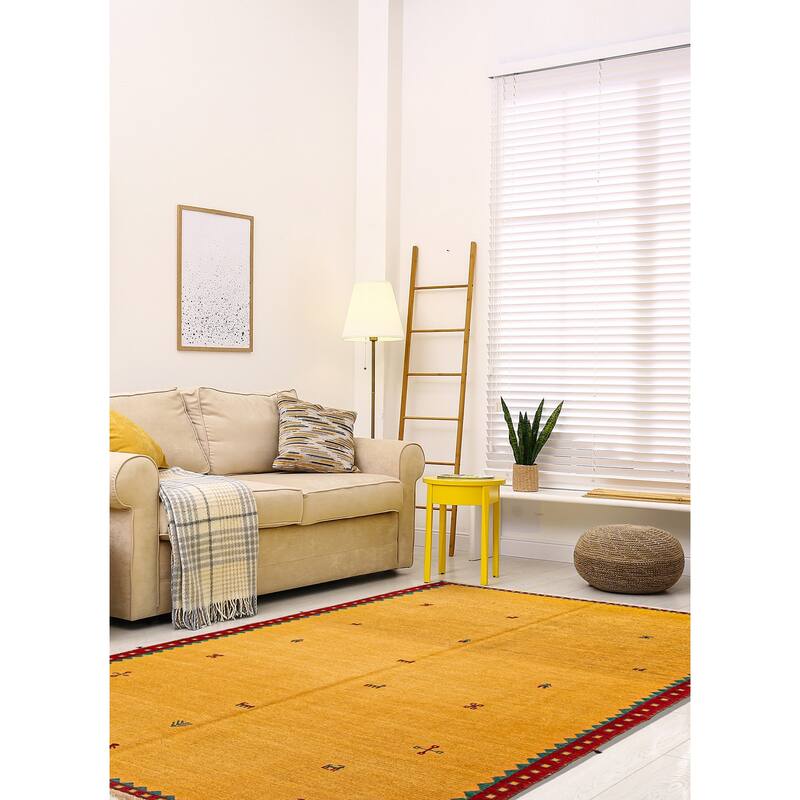 ECARPETGALLERY Flat-Weave Kashkuli Light Orange Wool Tapestry Kilim - 5'4 x 7'5