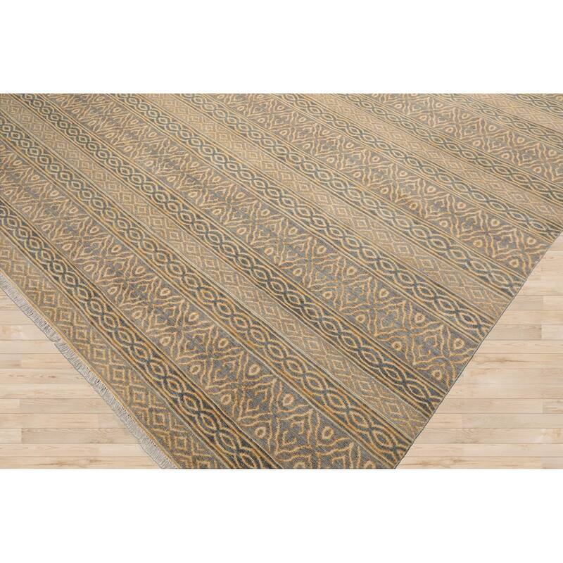 Beige Tibetan Wool Oriental Rug Contemporary Hand Knotted 250 KPSI - 8' x 10'