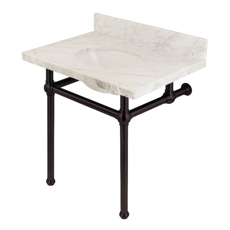 Kingston Brass Templeton 30" Wide Console Sink Set - Carrara Marble / Oil Rubbed Bronze