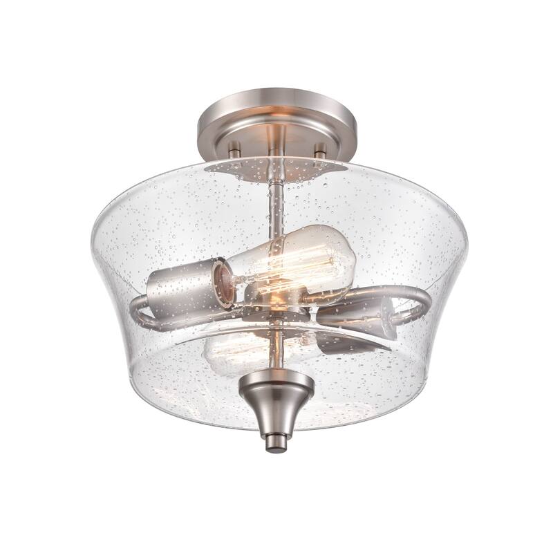 Millennium Lighting Caily 2 Light Semi-Flush Mount Ceiling Fixture in Multiple Finishes with Seeded Glass Shade - Brushed Nickel