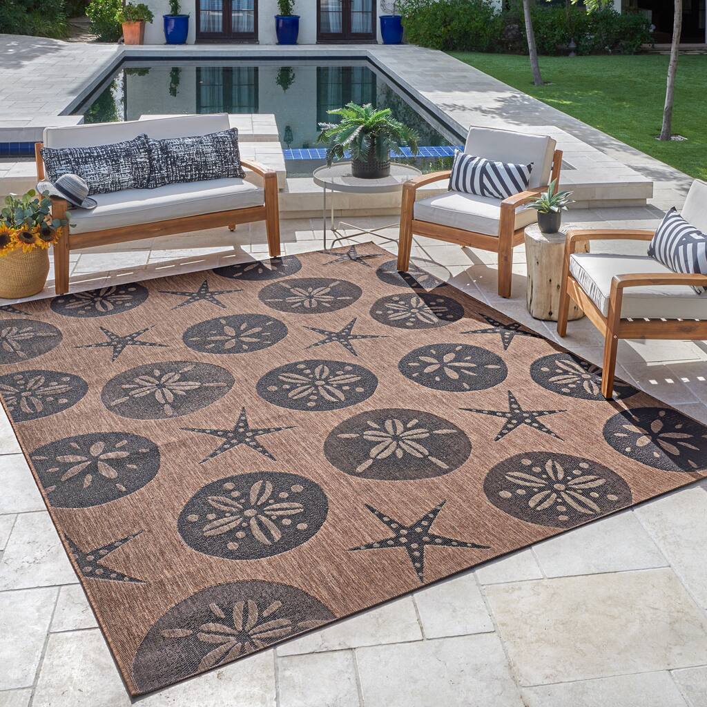 Gertmenian Paseo Starfish Havana Brown Casual Nautical Indoor/ Outdoor Area Rug