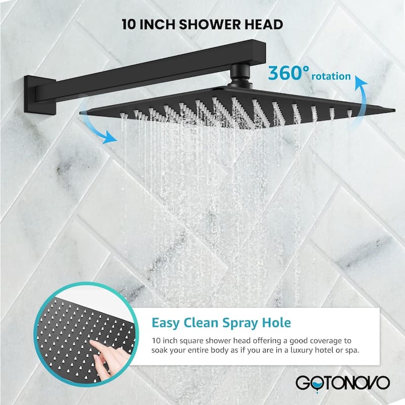 Rainfall Shower System, Dual Heads, Rain Shower Head and Handle Set Wall Mounted, High Pressure, Shower Faucet & Body Jets