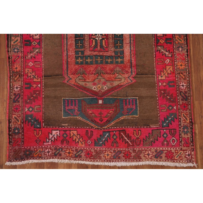 Ardebil Persian Vintage Runner Rug Hand-knotted Wool Carpet - 3'10" x 13'2"