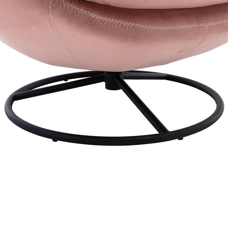 Velvet Swivel Accent Chair with Ottoman & Metal Legs (360° Rotation)